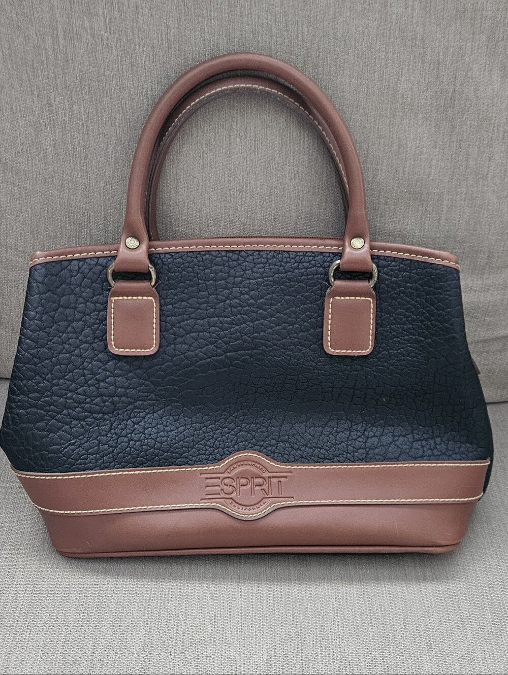 Esprit Two-Tone Black and Brown Shoulder Bag Y2K